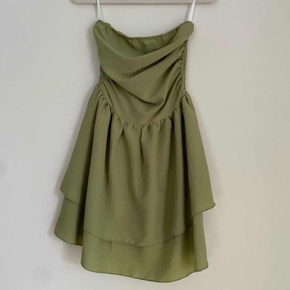 Green Strapless Mini Dress